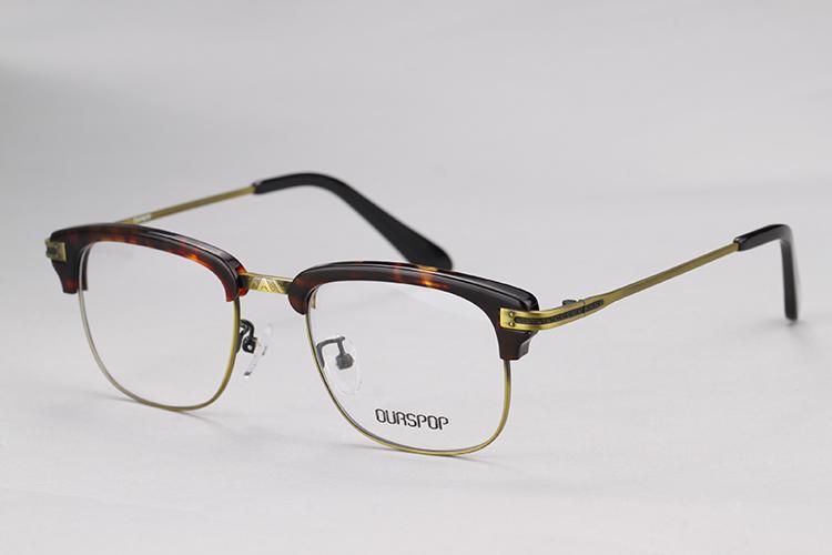 复古半框眼镜框 板材眼镜架男款 近视眼镜男方框黑框眼镜配眼镜潮