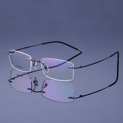 纯钛钛合金近视眼镜架眼镜框男款女款超轻记忆无框眼镜配镜包邮
